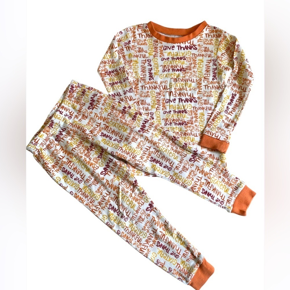 Burt's Bees Kids 100%organic cotton White and Orange autumn pajama set